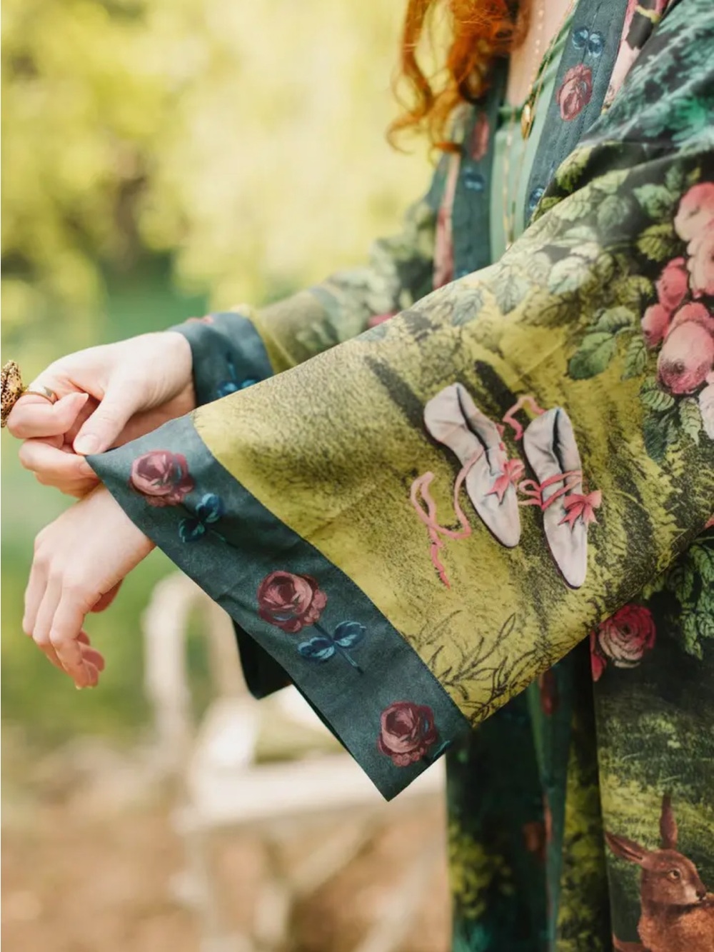 Market of Stars ✨ The Dreamer Matinée Duster with Roses & Rabbits - Picture 8 of 16